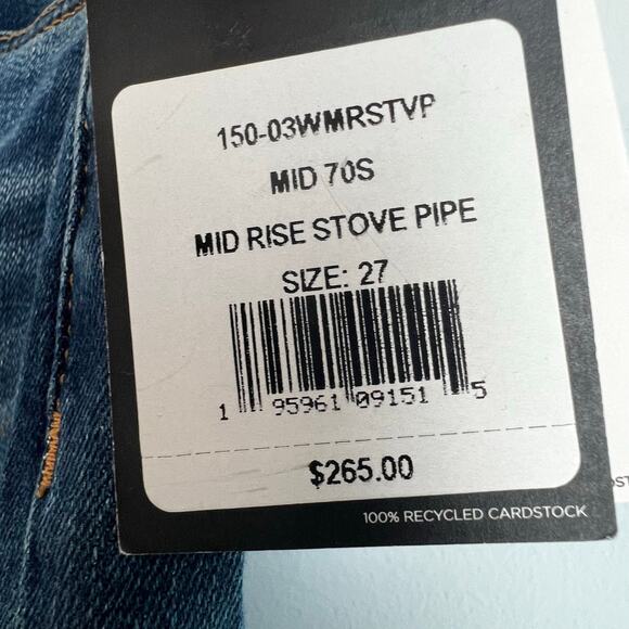 Re/Done Women's 70s Mid Rise Stove Pipe Jeans Dark Wash Blue Size 27 NWT - Picture 11 of 13